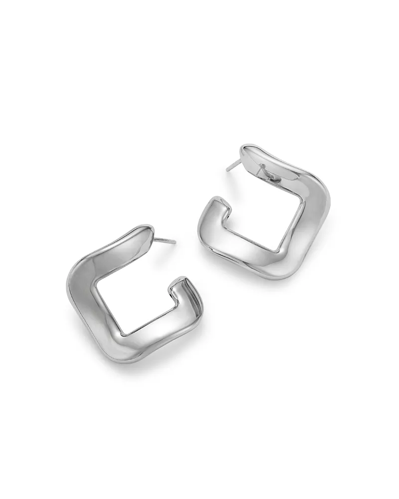 Bloomingdale's Fine Collection Twisted Square Hoop Earrings in Sterling Silver