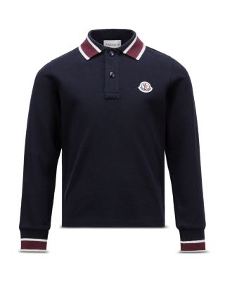 Moncler - Boys' Cotton Tipped Long Sleeve Polo Shirt - Big Kid