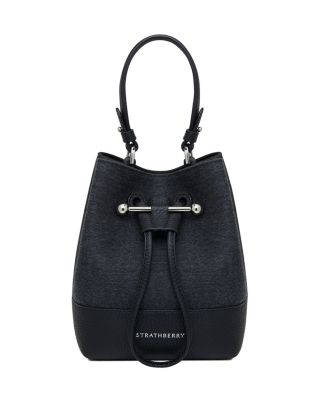Strathberry - Osette Cashmere & Leather Charcoal Black Crossbody