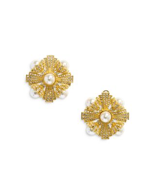 Self-Portrait - Large Encrusted Clip On Earrings