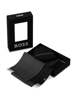 BOSS Hugo Boss - Ernesto Cotton & Wool Tipped Beanie & Double Face Scarf Gift Set
