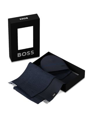 Boss Hugo Boss Ernesto Cotton & Wool Tipped Beanie & Double Face Scarf Gift Set