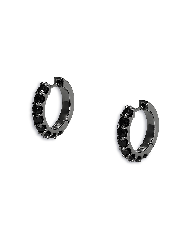 NADRI BLACK CUBIC ZIRCONIA HUGGIE HOOP EARRINGS