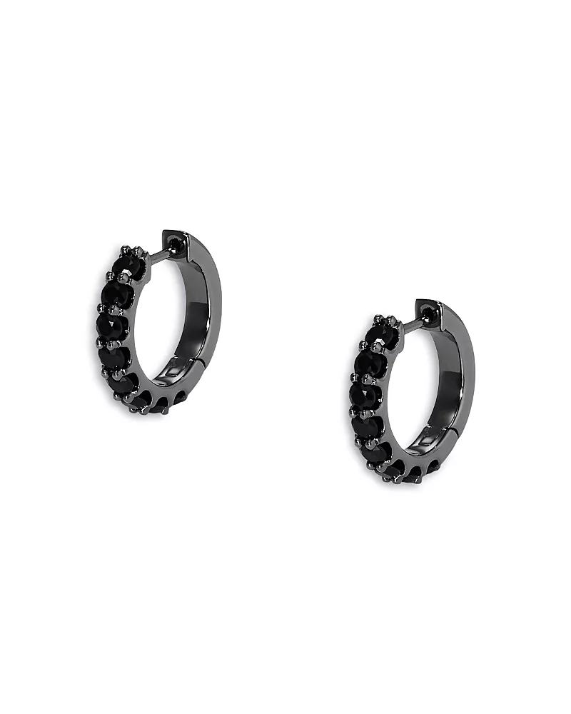 Nadri Black Cubic Zirconia Huggie Hoop Earrings