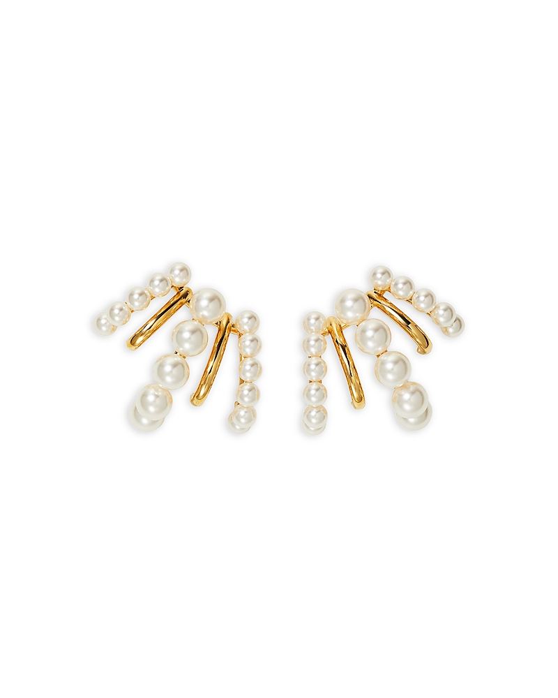 NADRI IMITATION PEARL MULTIROW J HOOP EARRINGS