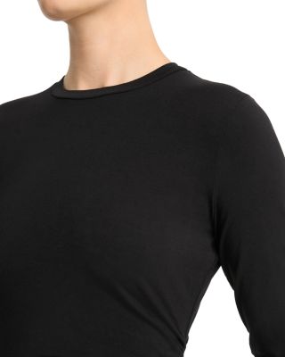 Side Drape Long Sleeve Crewneck Tee