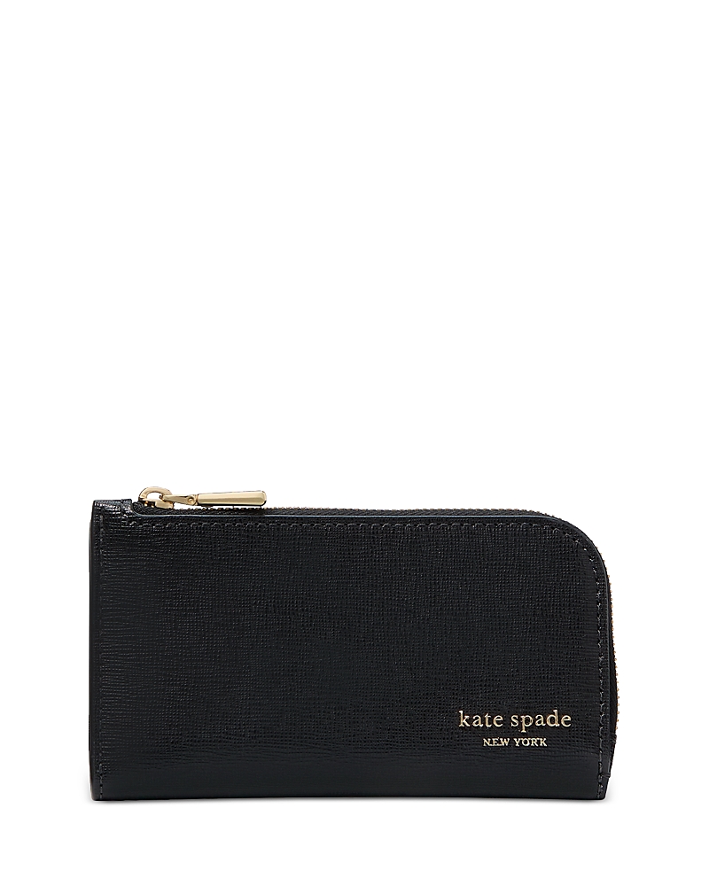 Kate Spade Devin Glitter Edge Saffiano Leather Slim Bifold Wallet In Black