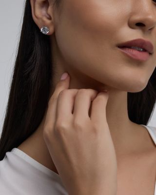 Certified Lab Grown Diamond Stud Earrings in 18K White Gold, 6.0 tcw