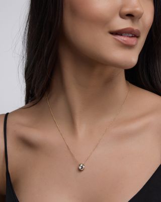 Certified Lab Grown Diamond Bezel Pendant Necklace in 18K Yellow Gold, 1.5 tcw