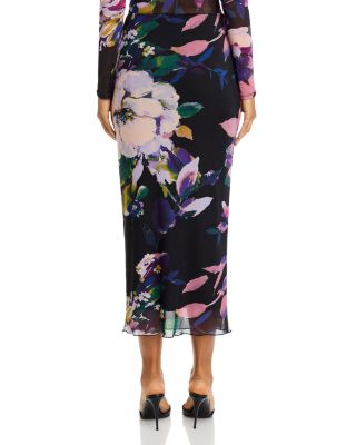 Printed Mesh Midi Skirt - Exclusive