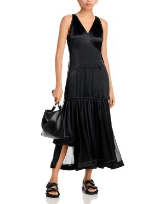 Liquid Satin Tiered Gown