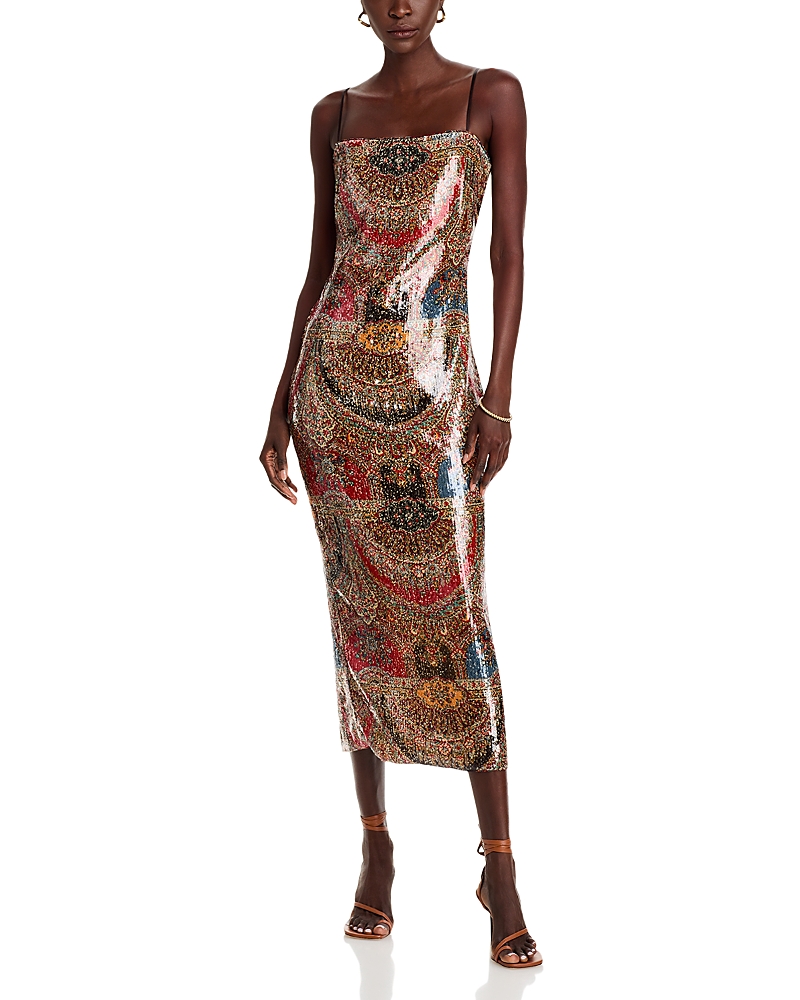 Veronica Beard Leda Sequined Paisley-print Chiffon Maxi Dress In Red Multi
