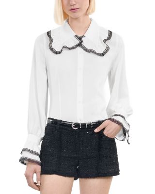 The Kooples Silk Lace Trim Shirt