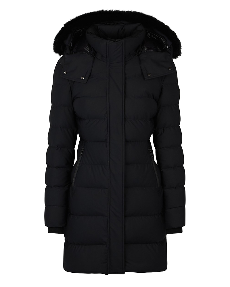 Moose Knuckles Watershed 3 Parka With Detachable Hood And Shearling Trim In Black/black Shearling