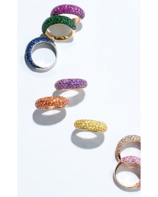 18K White Gold Small Dome Ring with Blue Sapphires, 3.11 tcw