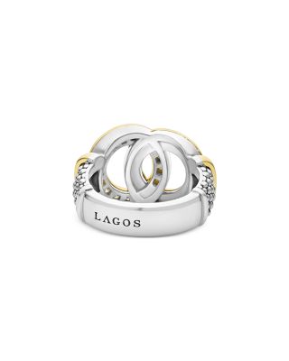 Two Tone Interlocking Diamond Statement Ring, 0.34 tcw