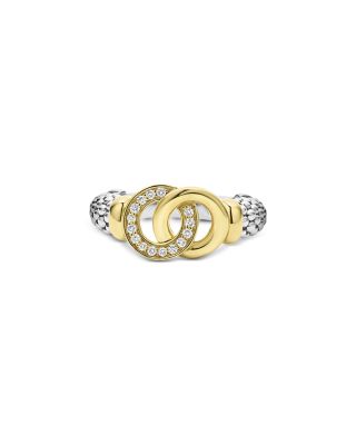 Two Tone Interlocking Diamond Ring, 0.11 tcw