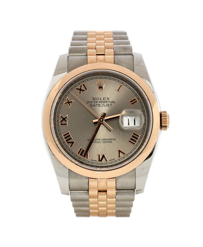 Pre Owned Rolex Oyster Perpetual Datejust Automatic Watch in Stainless Steel and Rose Gold 36mm Bloomingdale s