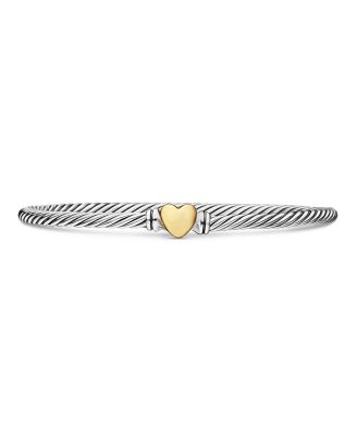 David Yurman - Cable Collectibles&reg; Heart Bracelet in Sterling Silver with 18K Yellow Gold, 3mm