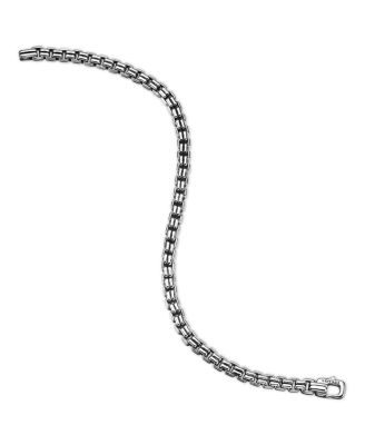 Men&#39;s Double Box Chain Bracelet in Sterling Silver, 4mm
