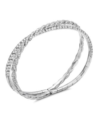 Pav&eacute; Flex Two Row Bracelet with Diamonds in 18K White Gold
