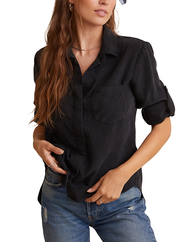 Bella Dahl Split Back Button Down Shirt In Vintage Black In Vintage Black