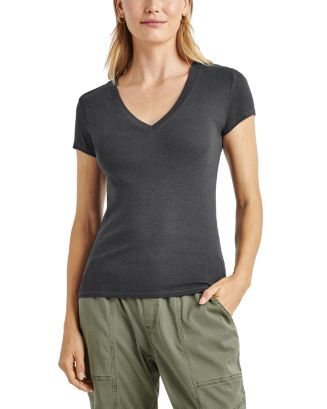 Faye V-Neck Tee - Soft Vintage Olive Branch