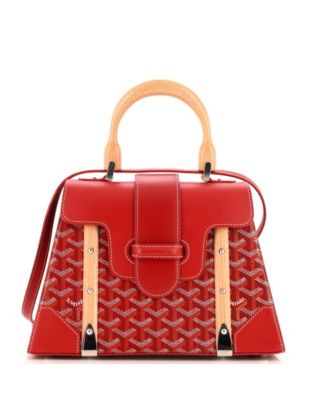 Pre-Owned Goyard Pm Saigon Top Handle Bag Coated Canvas with Leather