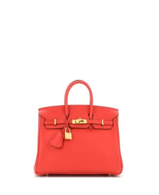 Pre-Owned HERMÈS - Birkin 25 Handbag Red Swift with Gold Hardware