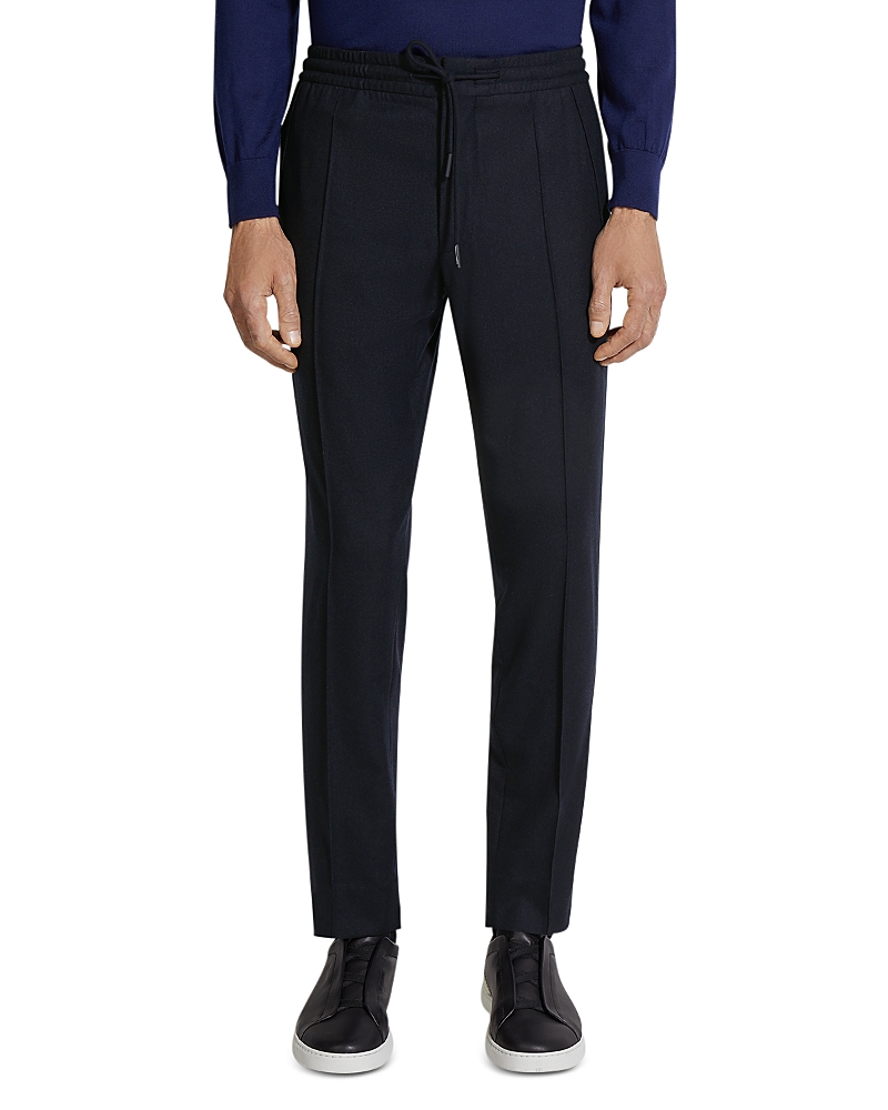 Shop Zegna Drawstring Jogger Pants In Navy Blue