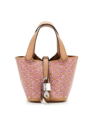Pre-Owned HERMÈS Micro Picotin Lock Bag Lucky Daisy Printed Swift ...