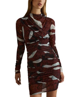 REISS - Kallie Printed Ruched Mini Dress