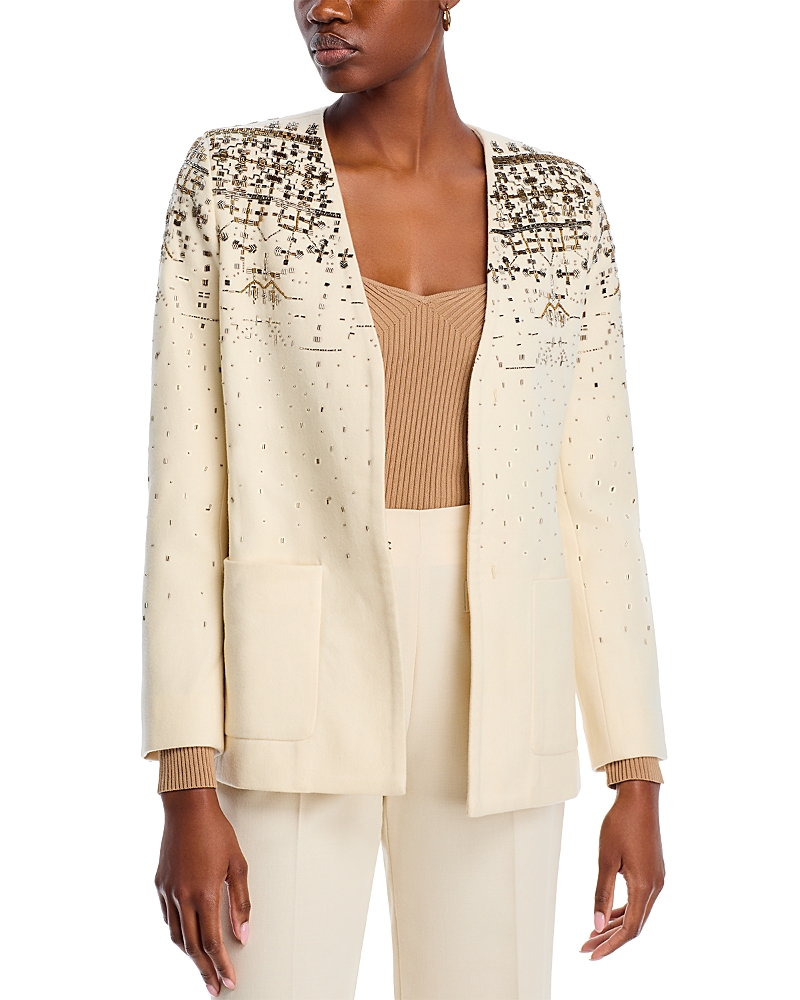 Kobi Halperin Brantley Beaded Wool Jacket In Ivory