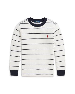 Ralph Lauren - Boys' Striped Waffle Cotton Long Sleeve Tee - Little Kid, Big Kid