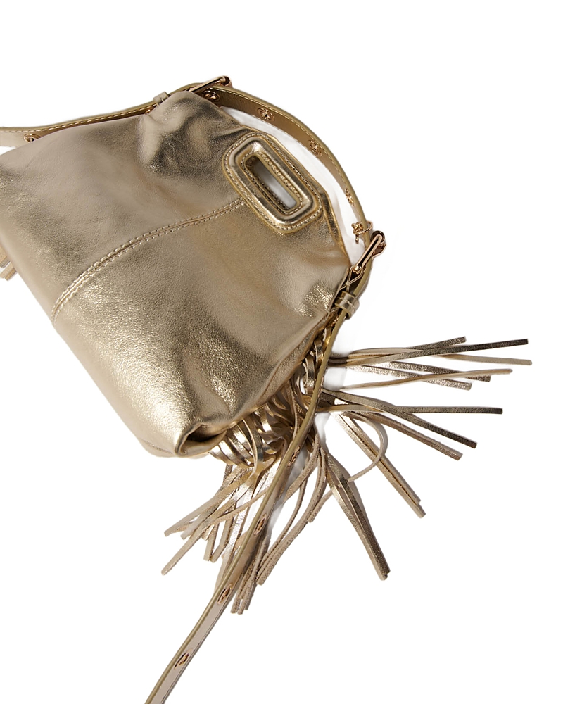 Maje Metallic Leather Miss M Mini Bag In Gold