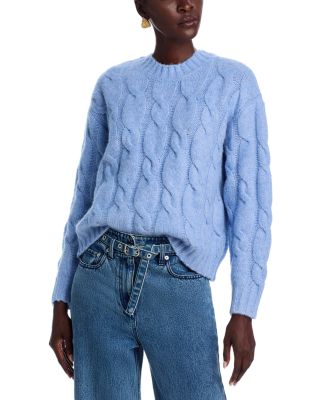 AQUA - Cable Knit Crewneck Sweater - Exclusive