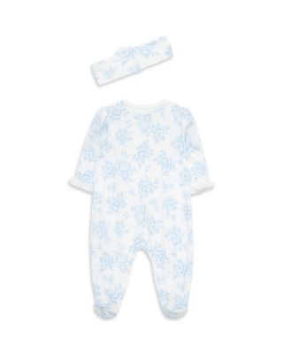 Girls' Roses Print Footie With Headband - Baby