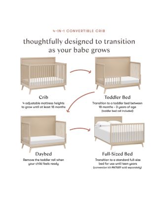 Palma 4 in 1 Convertible Crib With Toddler Bed Conversion Kit