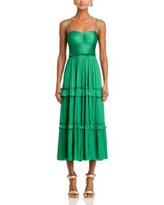 Ruched Ruffled Midi Dress - Exclusive