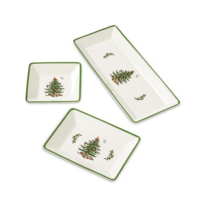Christmas Tree Traditional 3 Piece Nesting Tray Set