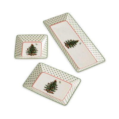 Christmas Tree Polka Dot 3-Piece Nesting Tray Set