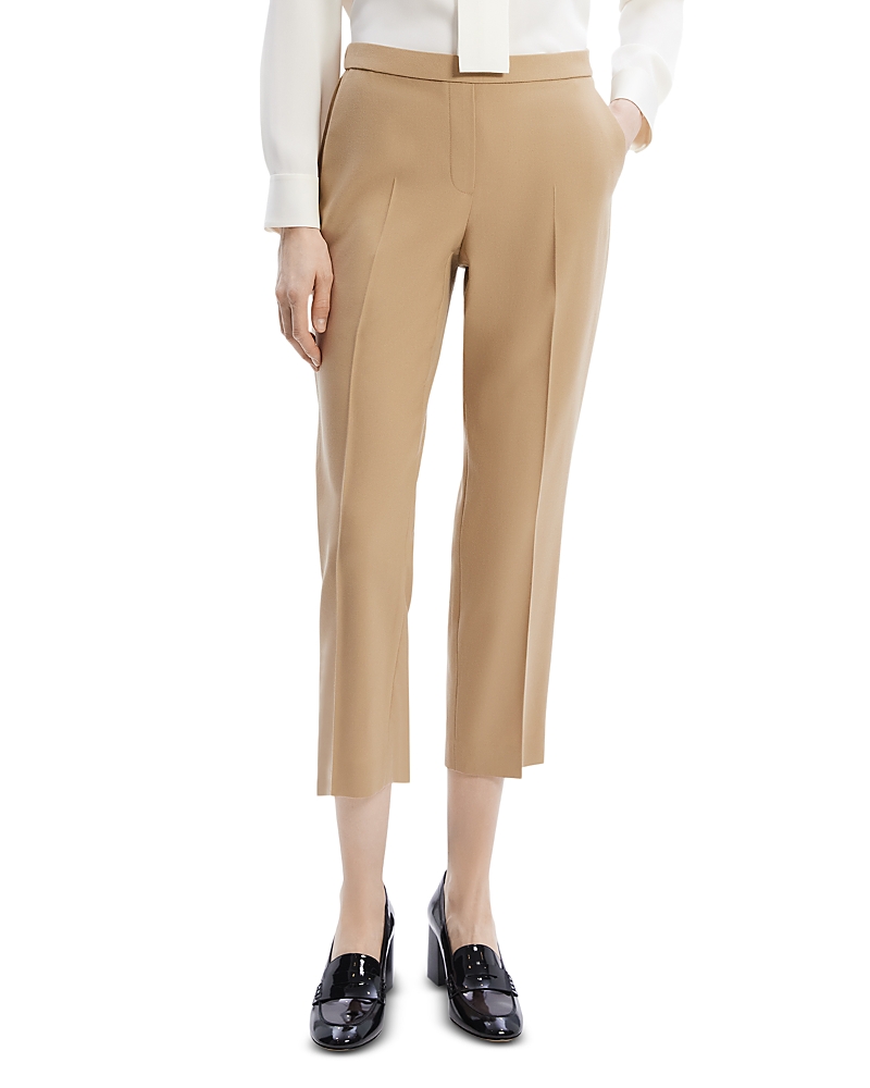 Theory Wool Pull On Crop Pants In New Camel