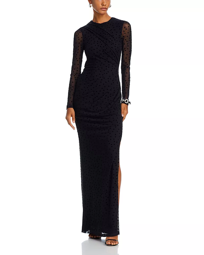 Black Halo Makira Clip Dot Maxi Dress