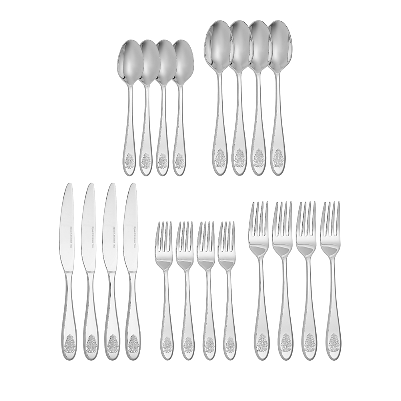 Spode Christmas Tree 20 Piece Cutlery Set In Green