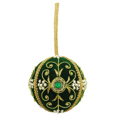 Sudha Pennathur Beaded Green Velvet Ornament
