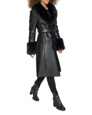 Faux Leather Trench Coat