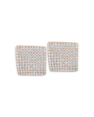 Roberto Coin - 18K White & Rose Gold Sauvage Diamond Pav&eacute; Square Statement Earrings