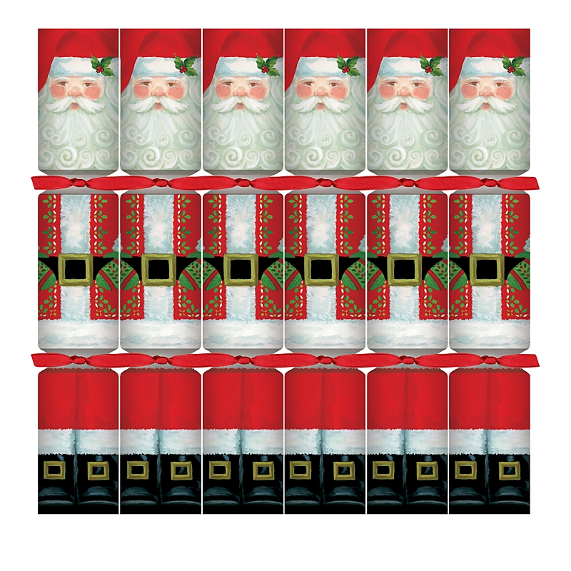 Caspari Santa Claus Christmas Crackers, Set Of 6