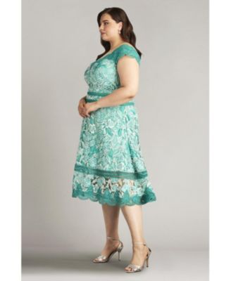 Plus Nance Double Banded Scalloped Lace Dress