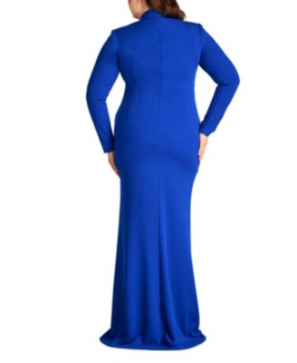 Plus Markum Long-Sleeve Flounce Gown